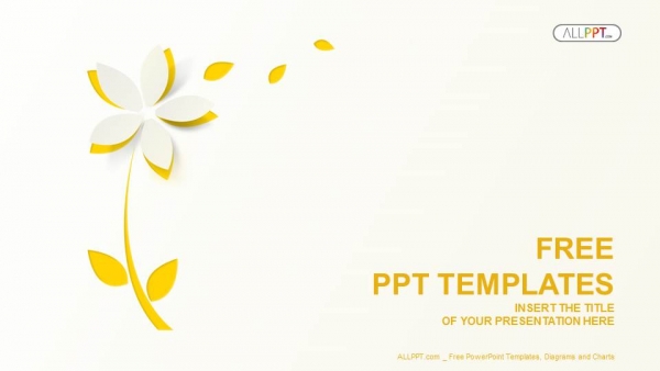 Descargar Presentaciones plantillas powerpointFlor de papel recortado amarillo